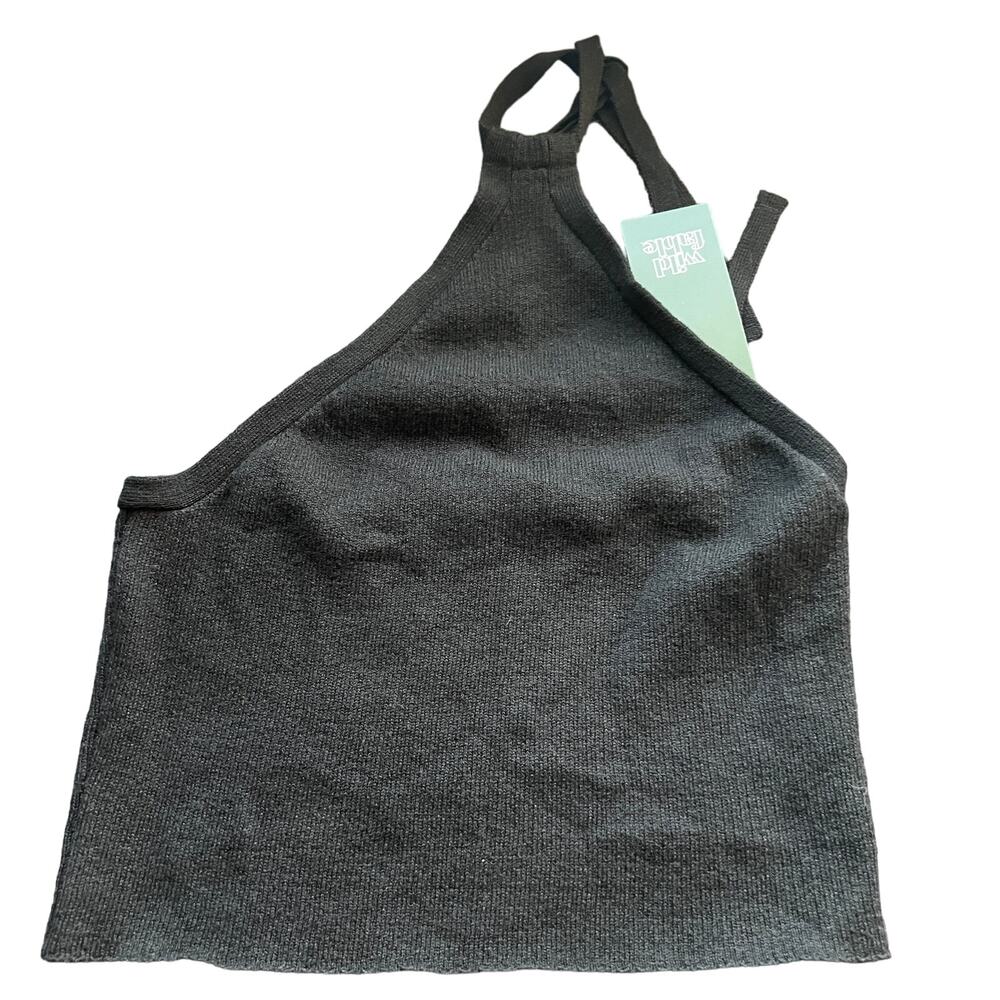 Wild Fable Women's Black Y-Neck Cropped Sweater Tank Top - Size Small - NWT